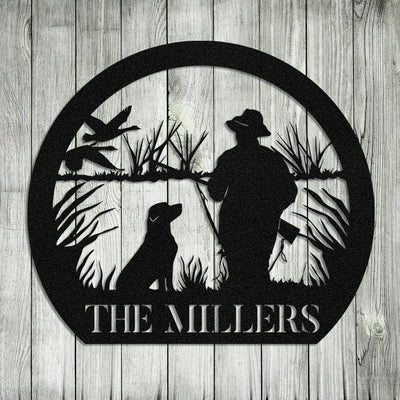 Personalized Family Name Duck Deer Hunting Hunter Metal Sign, Metal Laser Cut Metal Signs Custom Gift Ideas