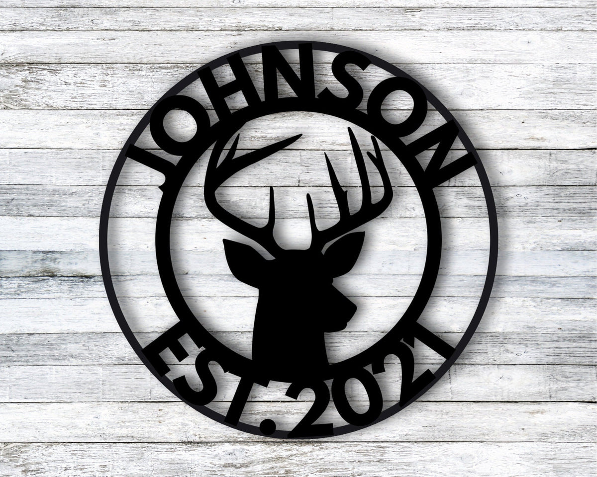 Personalized Deer Sign, Established Last Name Family Sign, Gift For Him, Metal Hunting Cabin Sign, Deer Hunter Sign, Custom Antler Decor, Laser Cut Metal Signs Custom Gift Ideas