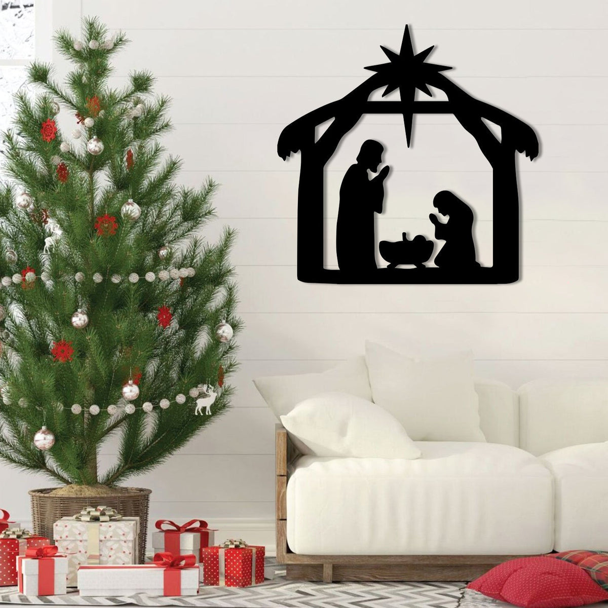 Nativity Christmas Metal Sign, Jesus Christ Born, Holy Night Decoration, Metal Laser Cut Metal Signs Custom Gift Ideas
