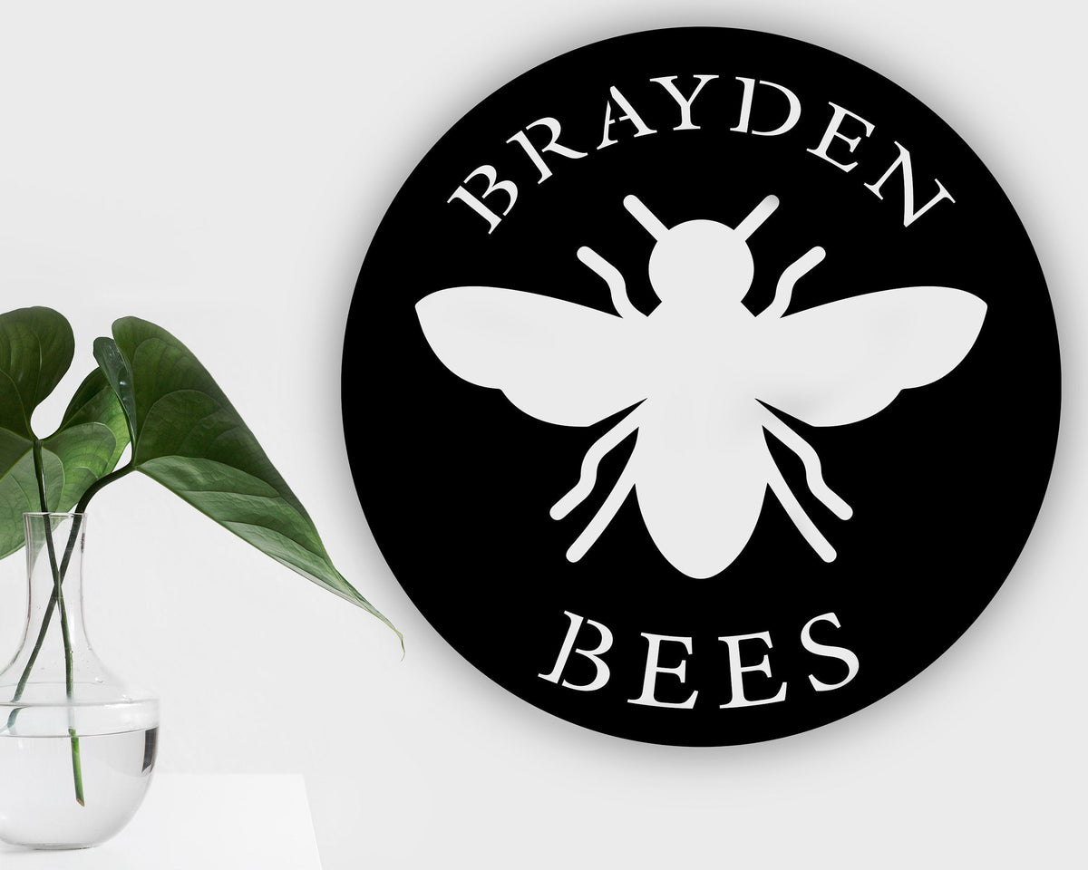 Personalized Metal Bee Sign Customizable Weatherproof Door Hanger Personalized Bumble Bee Garden Stake Metal Gardening Decor Laser Cut Metal Signs Custom Gift Ideas