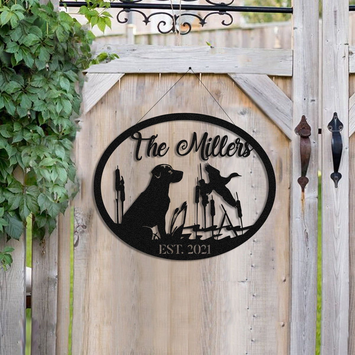Personalized Family Name Duck Hunting Dog Hunter Metal Sign, Metal Laser Cut Metal Signs Custom Gift Ideas