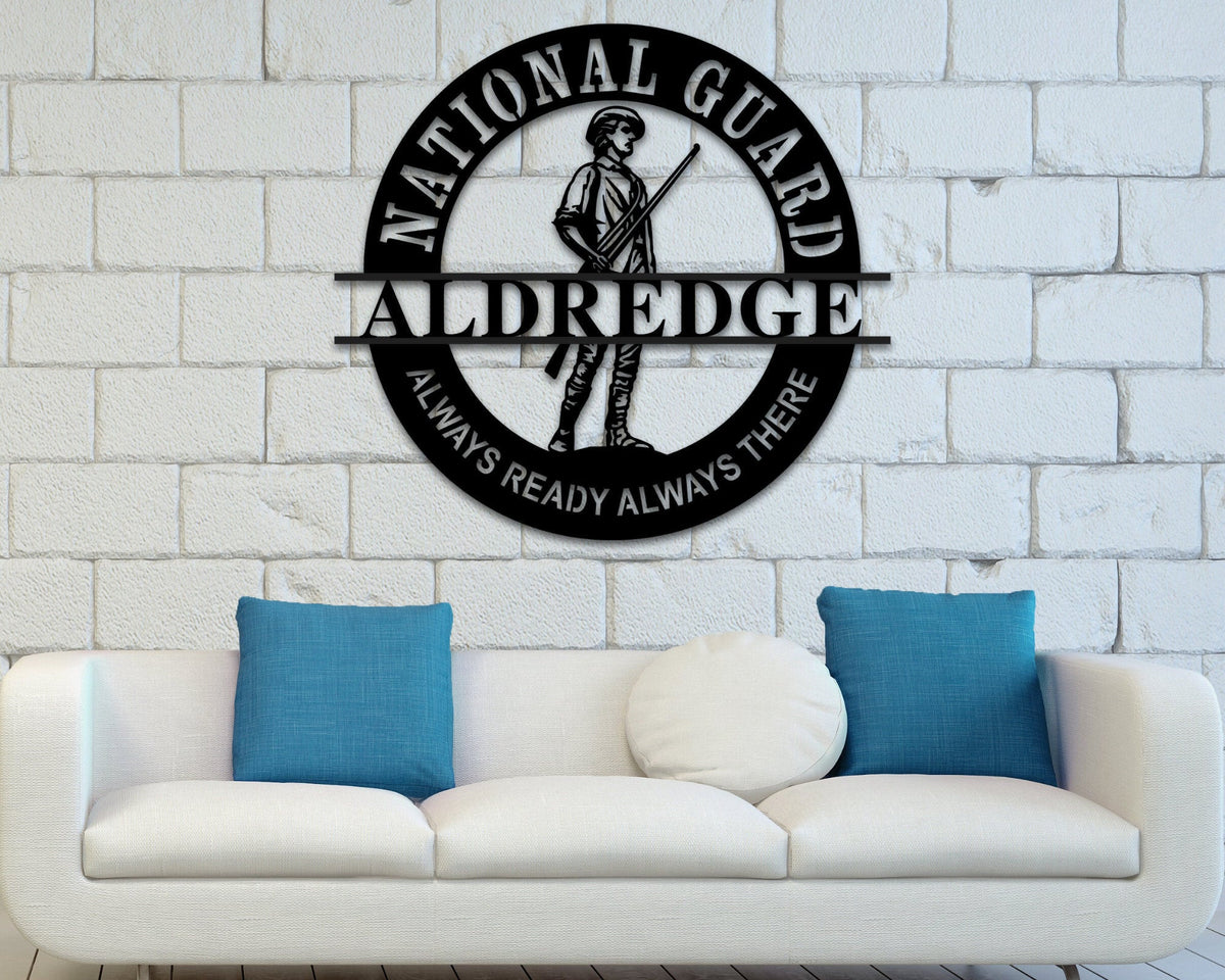 Metal Sign For National Guard, Custom Metal Name Sign, Personalized Metal Wall Hanger, Retirement Gift Ideas, National Guard Home Decor Idea, Metal Laser Cut Metal Signs Custom Gift Ideas