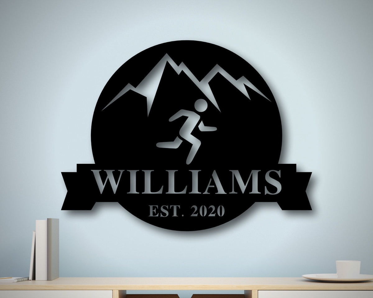 Marathon Runner Sign, Family Name Metal Sign, Welcome Sign, Custom Last Name Sign, Personalized Metal Wall Decor, Custom Living Room Decor, Laser Cut Metal Signs Custom Gift Ideas