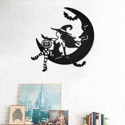Halloween Witch Moon Metal Sign, Witch Moon Metal Wall Art, Witch Moon Tree Metal Wall Decor, Halloween Metal Decor, Halloween Decor, Metal Laser Cut Metal Signs Custom Gift Ideas