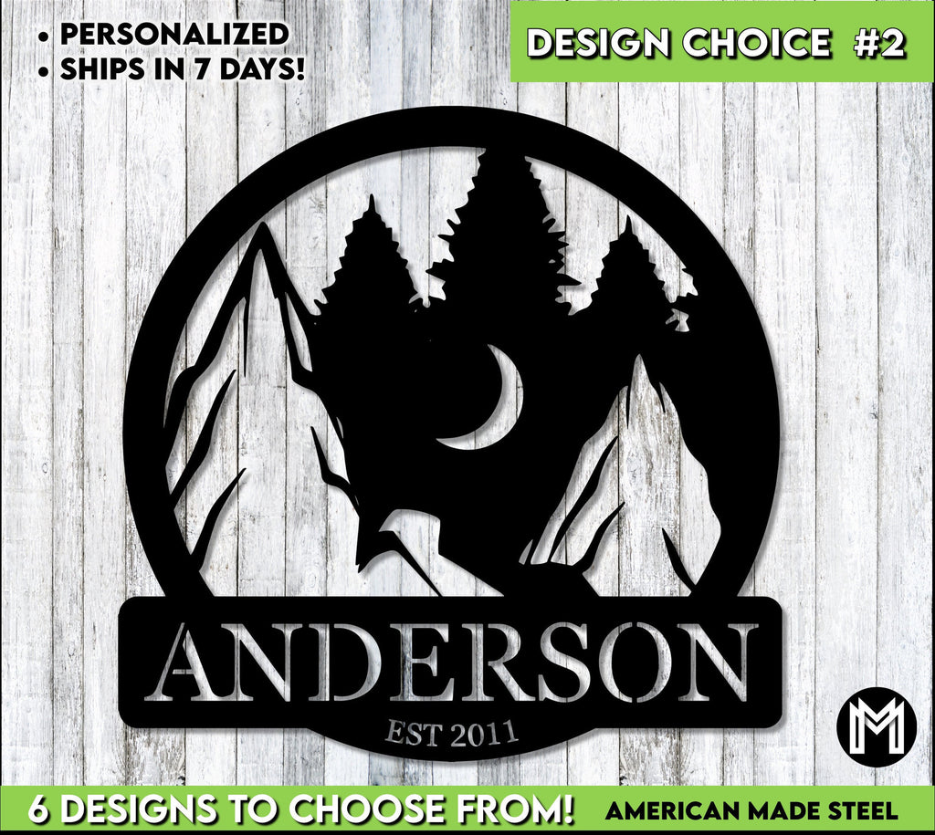 Custom Sign, Lodge Sign, Cabin Sign, Personalized, Nature, Monogram, Lakehouse Sign, Personalized Gift, Housewarming, Mountains Laser Cut Metal Signs Custom Gift Ideas