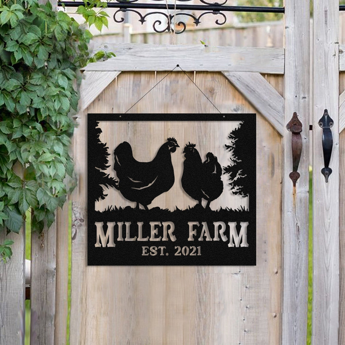 Personalized Metal Farm Sign Hen Chicken, Custom Outdoor Farmhouse, Metal Laser Cut Metal Signs Custom Gift Ideas
