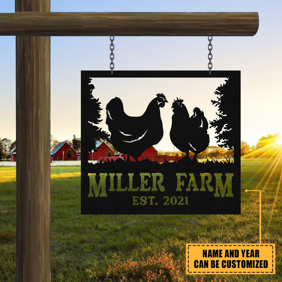 Personalized Metal Farm Sign Hen Chicken, Custom Outdoor Farmhouse, Metal Laser Cut Metal Signs Custom Gift Ideas