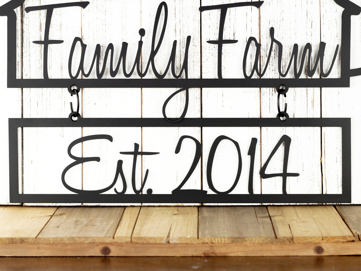 Custom Family Farm House Name Metal Sign, Established Sign, Metal Wall Art, Personalized Sign, Outdoor Sign, Name Sign, Farmhouse Sign, Laser Cut Metal Signs Custom Gift Ideas