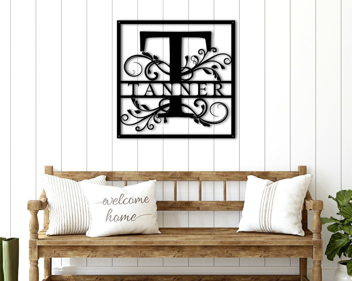 Metal Last Name Family Sign Personalized Metal Name Sign Metal Signs Personalized Split Monogram Metal Sign Metal Signs For Outdoor
