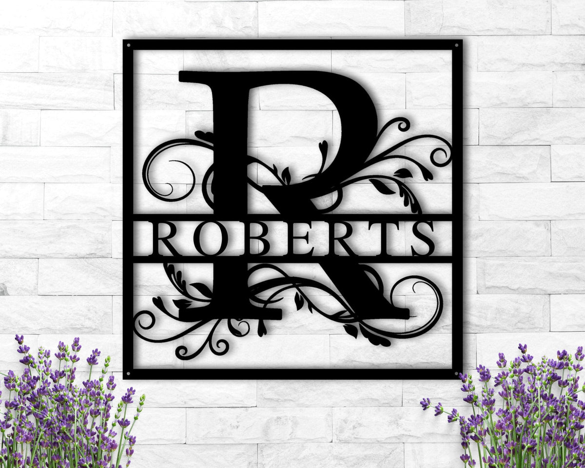 Metal Last Name Family Sign Personalized Metal Name Sign Metal Signs Personalized Split Monogram Metal Sign Metal Signs For Outdoor