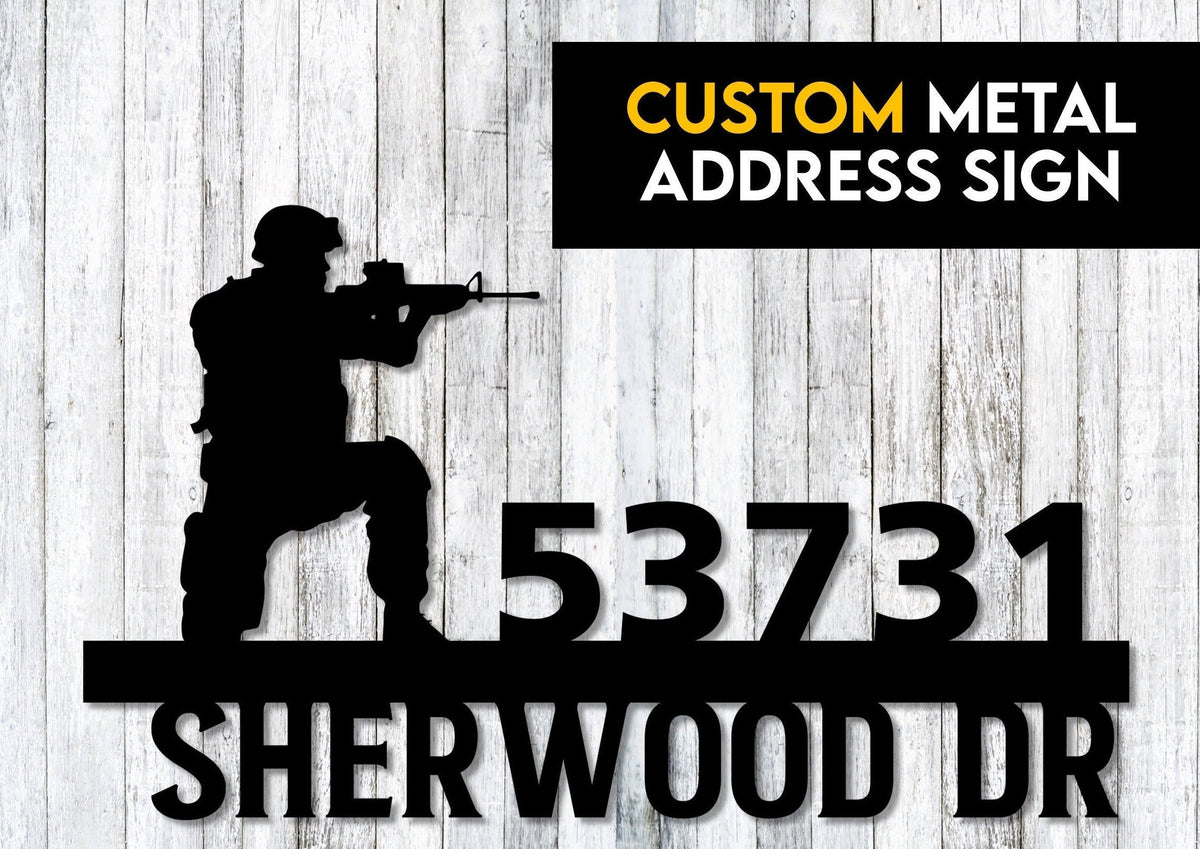Military Metal Address Sign Custom Address Sign Soldier Gift Branches Gift Veteran Gift