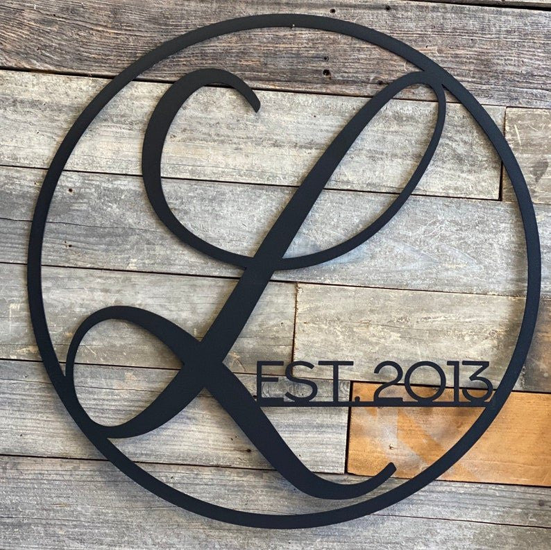 Custom Name Metal Art Family Monogram Sign Metal Monogram Initial Custom Name Metal Sign