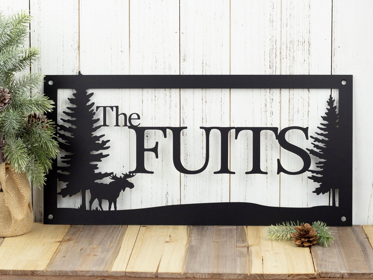 Custom Family Name And Address Metal Signs Black Moose Outdoor Sign Custom Sign Address Sign Name Sign