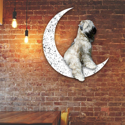 Metal Sign Wheaten Terrier Sit On The Moon Gift for Dog Lover