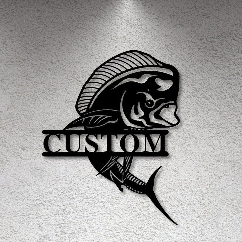 Custom Mahi Sign Metal Fish Sign Personalized Name Fish Sign Fish Address Sign L Gift For Fisherman Mahi Deep Sea Decor
