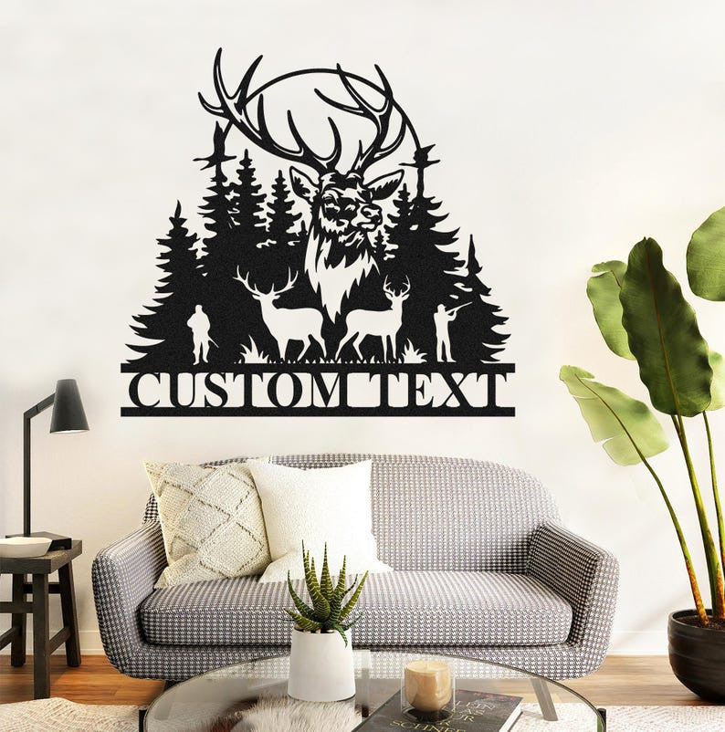 Custom Deer Hunting Sign, Personalized Deer Metal Sign, Deer Sign Outdoor Indoor, Deer Wall Art, Deer Hunter Gift