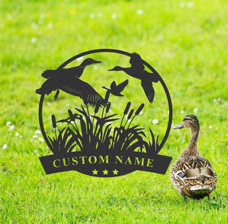 Personalized Duck Metal Sign, Custom Duck Hunting Sign, Duck Name Sign, Duck Wall Art, Duck Ranch Decor, Farm Duck Metal Sign