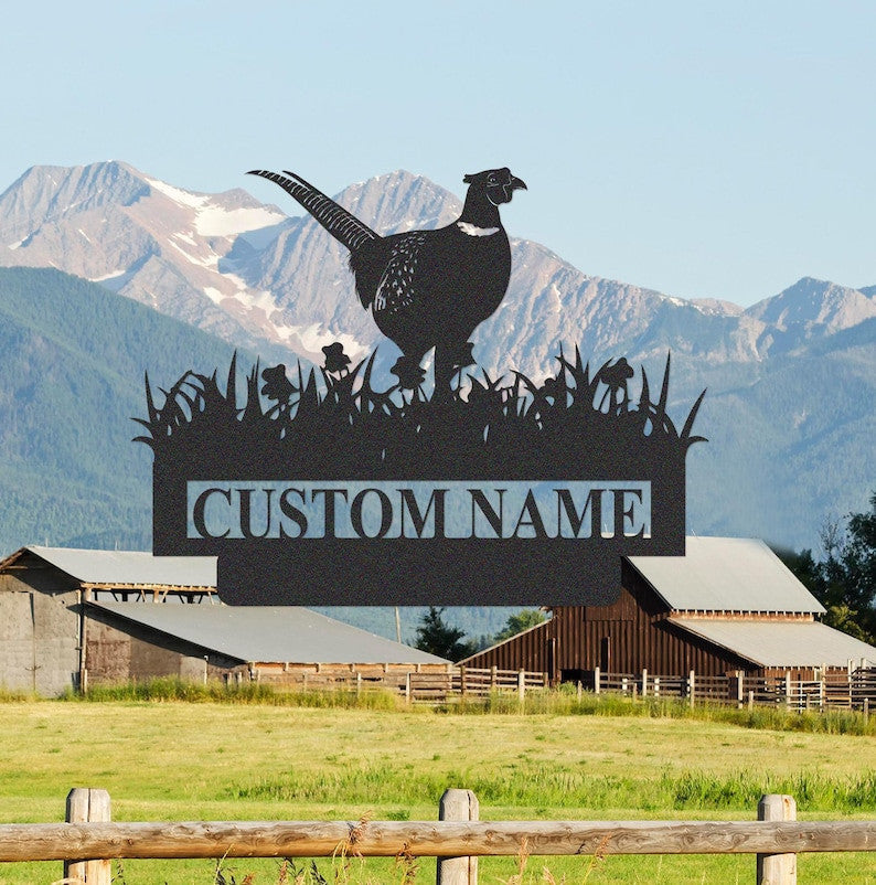 Pheasant Metal Sign, Personalized Pheasant Name Sign, Custom Pheasant Hunting Sign, Pheasant Wall Decor, Men Cave Sign, Hunter Gift for Dad