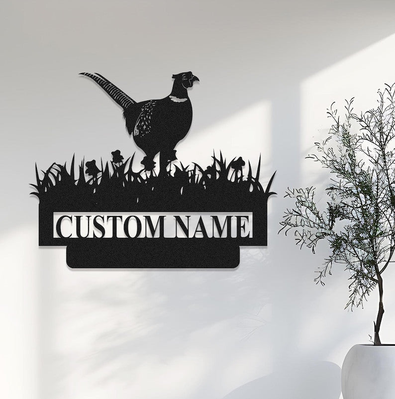 Pheasant Metal Sign, Personalized Pheasant Name Sign, Custom Pheasant Hunting Sign, Pheasant Wall Decor, Men Cave Sign, Hunter Gift for Dad
