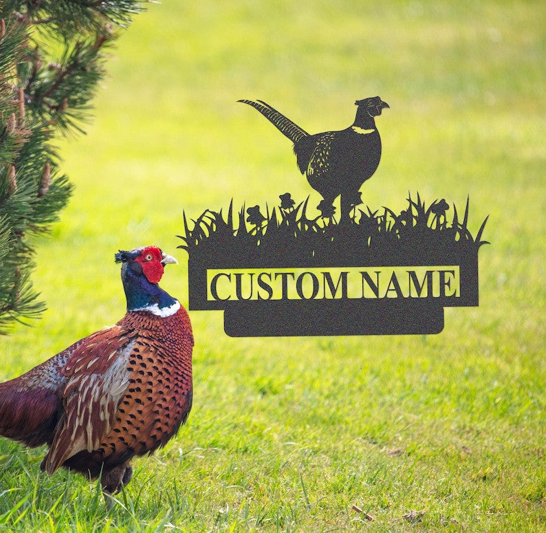 Pheasant Metal Sign, Personalized Pheasant Name Sign, Custom Pheasant Hunting Sign, Pheasant Wall Decor, Men Cave Sign, Hunter Gift for Dad