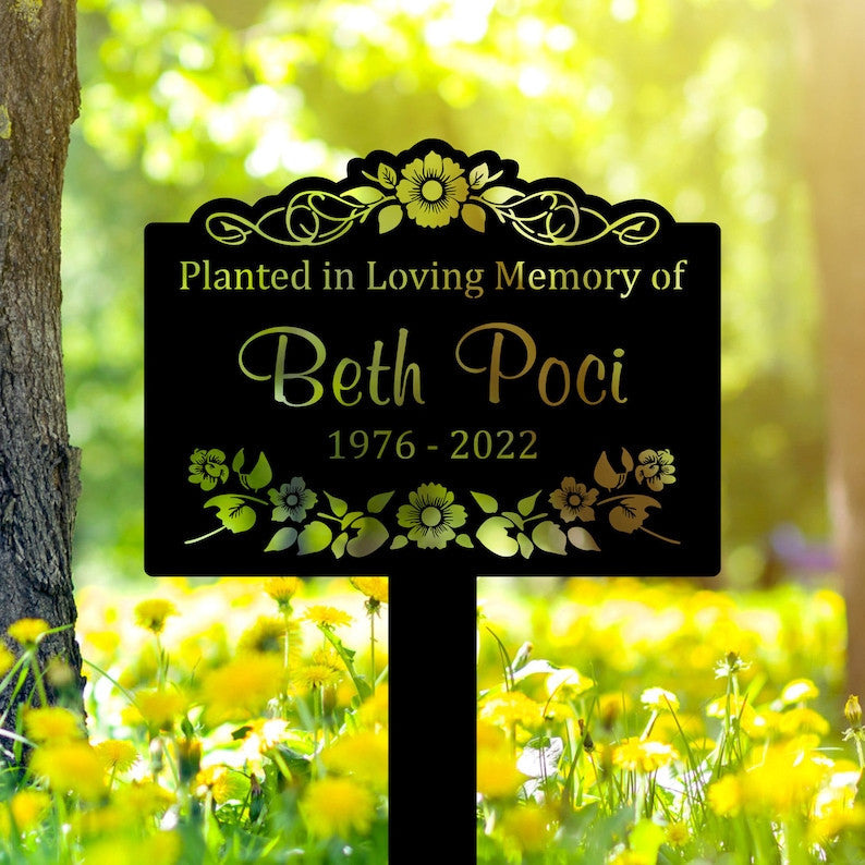 Custom Memorial Tree Sign With Stake, Metal Name Plate, Metal Memorial Marker, Tree Plaque Marker, Metal Garden Marker