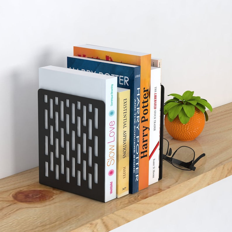 Metal Black Pattern Reading Rack Decorative, Book Stand Holder, Bookends Home Decor, Silhouette Art Gift Bookends