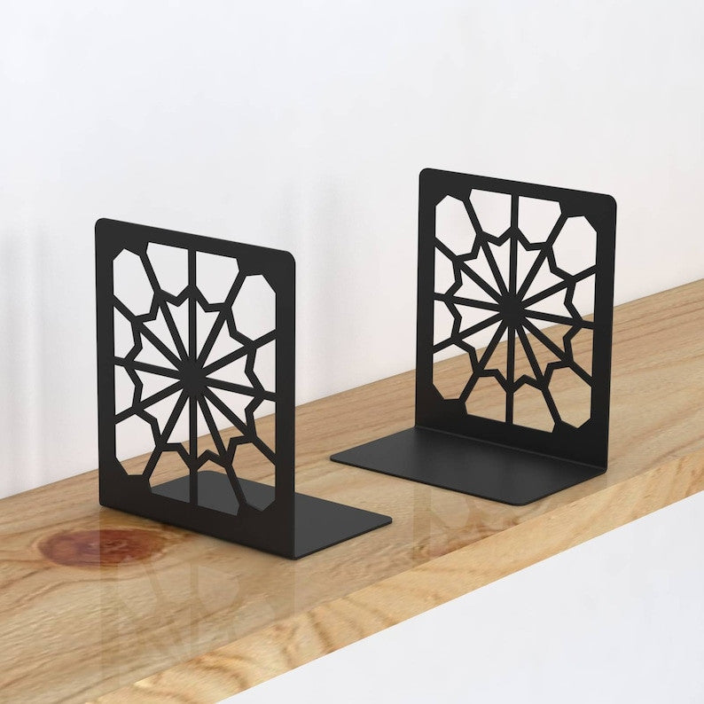 Metal Black Pattern Bookends, Black Reading Rack Decorative, Book Stand Holder, Bookends Home Decor, Silhouette Art Gift Bookends