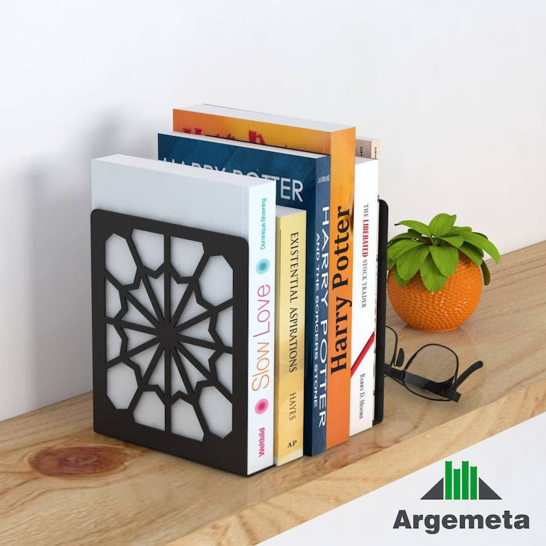 Metal Black Pattern Bookends, Black Reading Rack Decorative, Book Stand Holder, Bookends Home Decor, Silhouette Art Gift Bookends