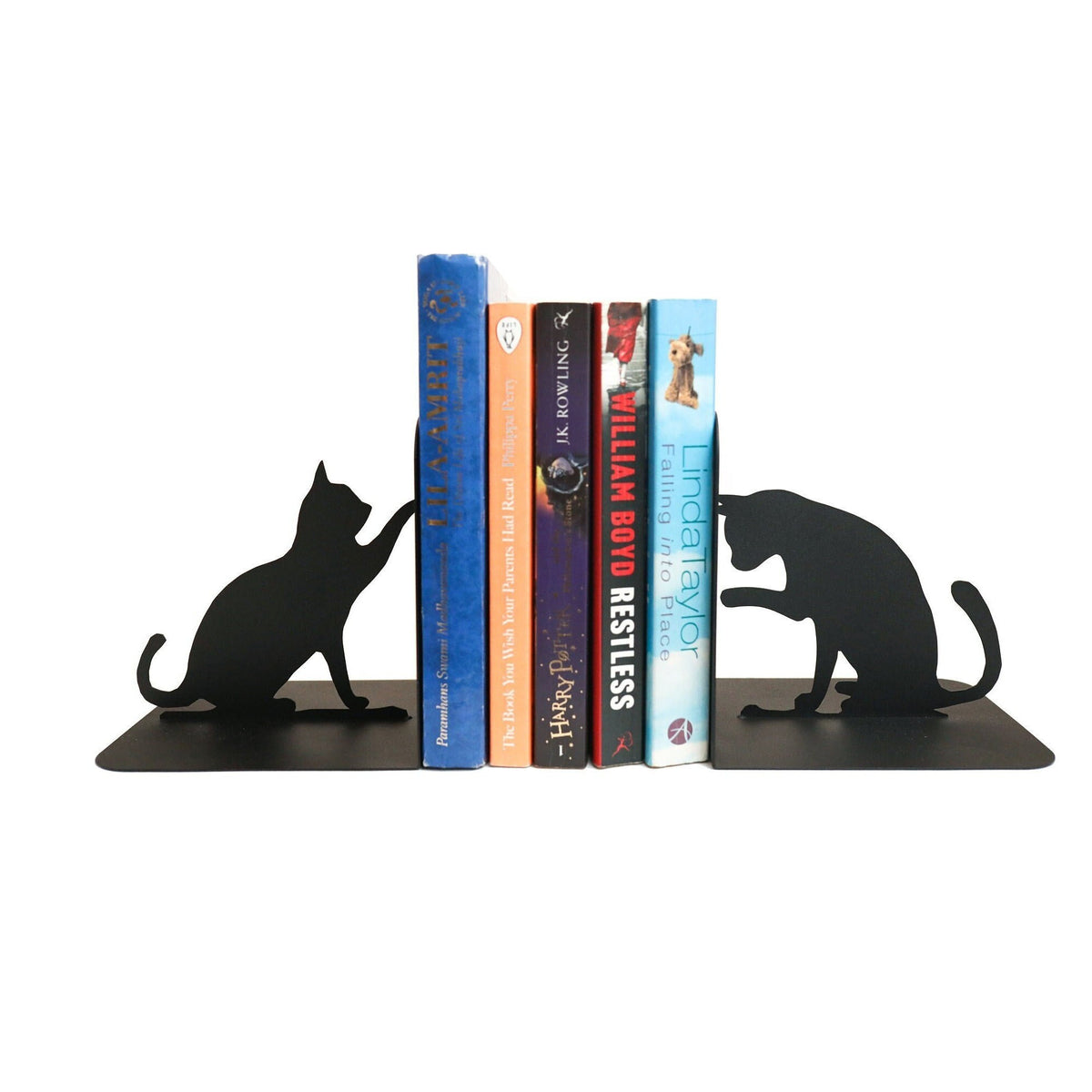Cute Bookends Black Cats Book Ends Art Cat Lovers Gifts Bookshelf Metal Cat Owner Unique Gift Decor Book Stopper Kitty Room Storage Decor