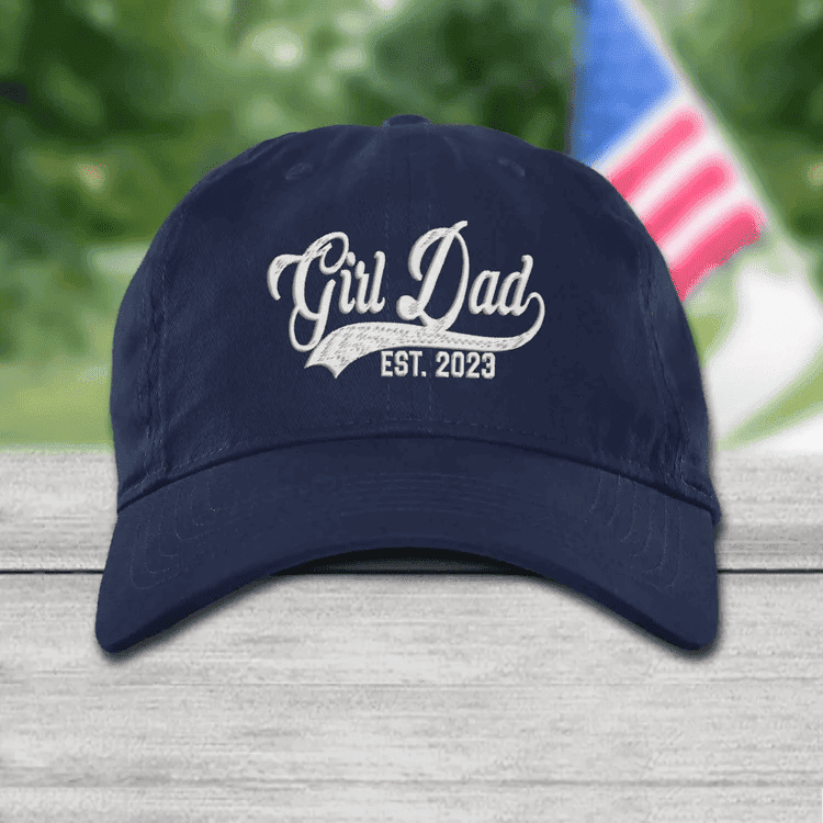 Personalized Girl Dad Est 2023 Embroidered Cap Custom Birthday Gift