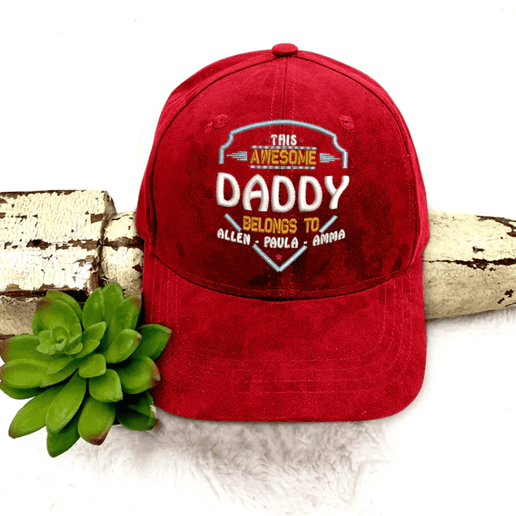 This Awesome Daddy, Grandpa Belongs To Custom Name Kids Embroidery Cap Personalized Cap