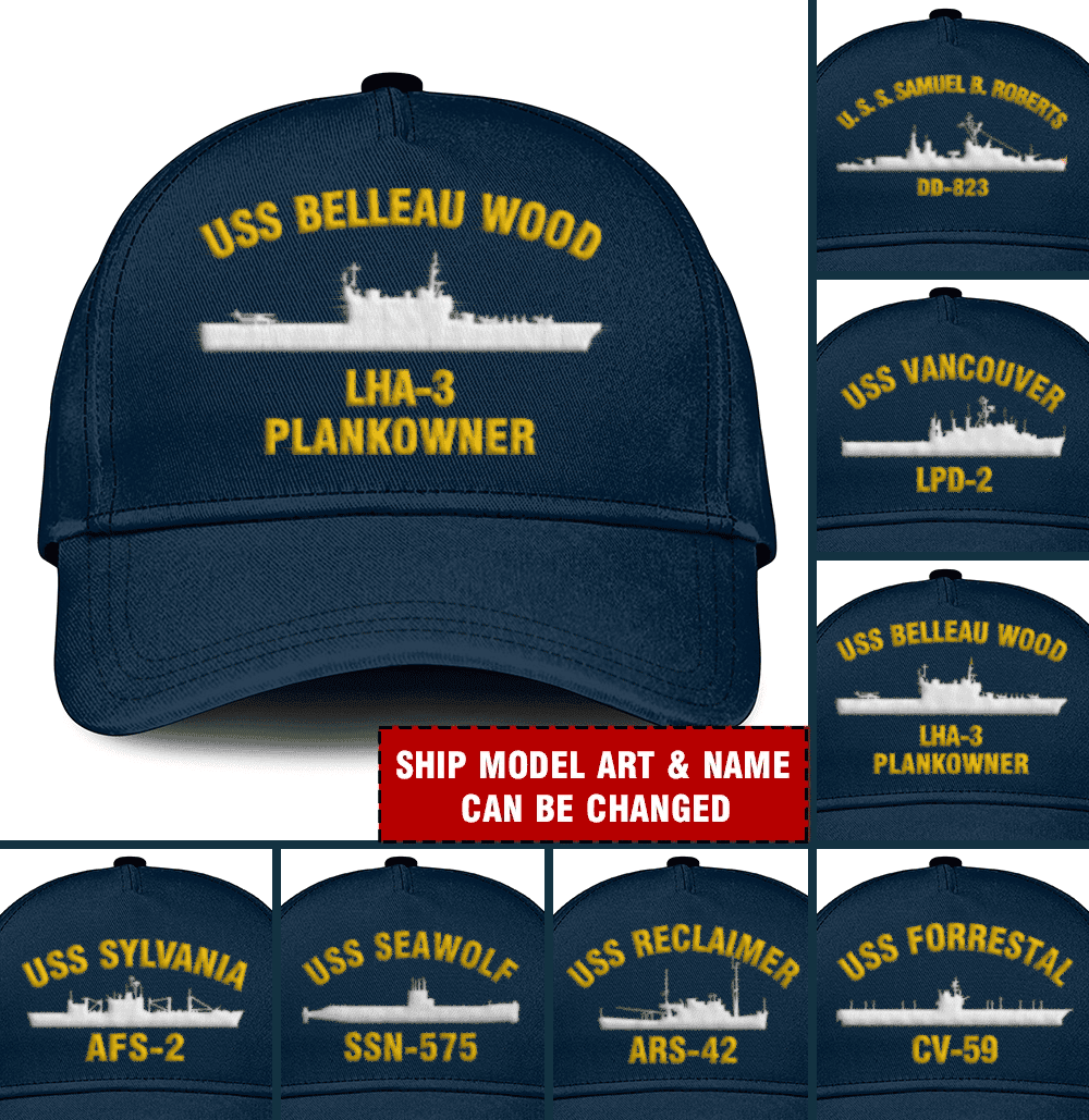 Personal US Ship & Veteran Name Embroidered Us Navy Ships Classic Baseball Cap