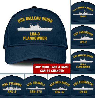 Personal US Ship & Veteran Name Embroidered Us Navy Ships Classic Baseball Cap