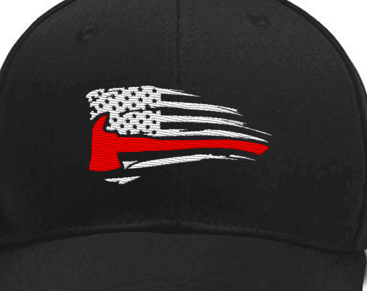 For Firefighter Ax Thin Red Line American Flag, Fireman Ax embroidered hats Custom Embroidered Hats