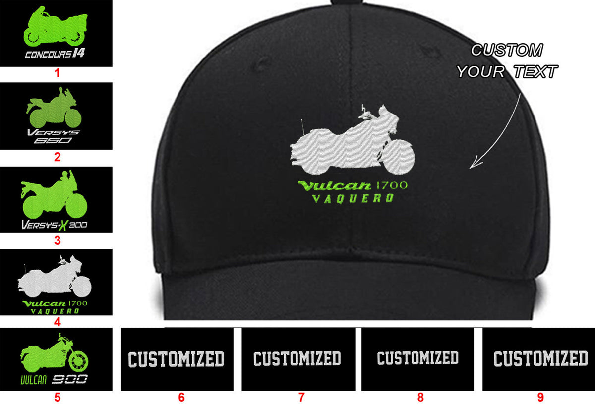 Concours 14 ABS Versys 650 Versys-X 300 Vulcan 900 VULCAN 1700 Vaquero ABS Collection Embroidered Hats Custom embroidered Hat Custom Embroidered Hats