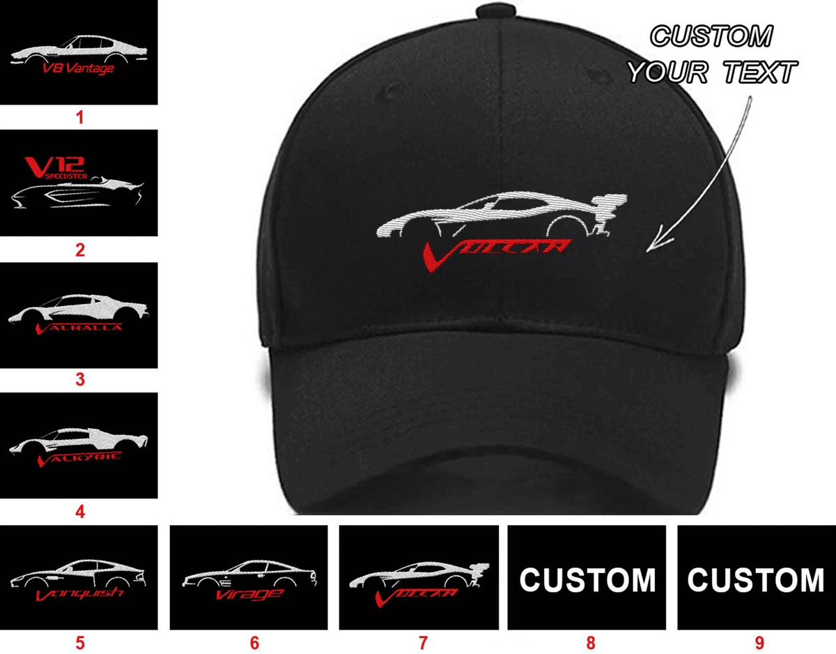 V8 Vantage V12 Speedster Valhalla Valkyrie Vanquish Virage Vulcan Collection Embroidered Hats Custom embroidered Hat Custom name Custom Embroidered Hats