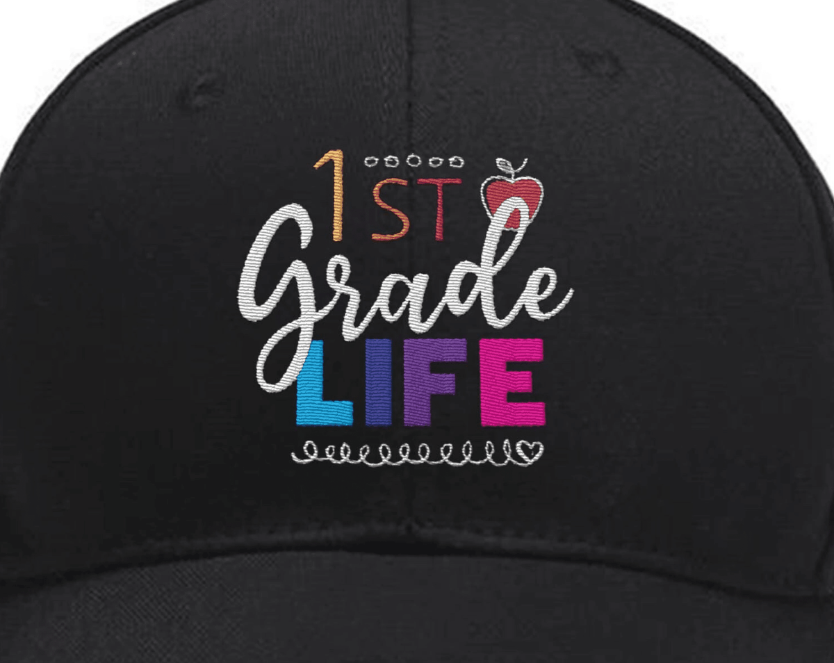 Embroidered 1st Grade Life first Grade hat, back To School, 1st Grade, school, teacher girl First Grade, Custom Embroidered Hats