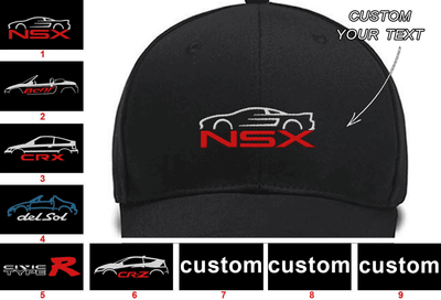 NSX Type S Beat Car CR-X CR-Z Civic Type R Honda Del Sol Collection Embroidered Hats Custom embroidered hat Custom Embroidered Hats