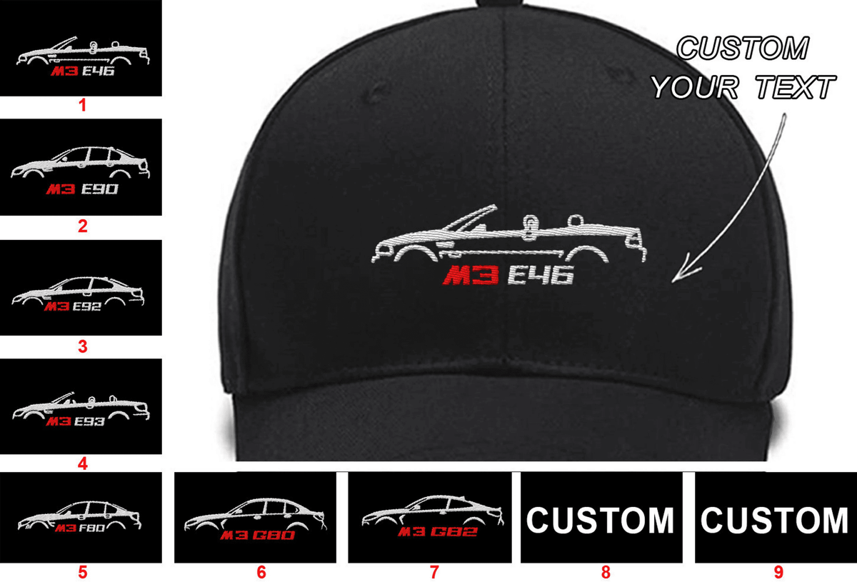 M3 Cabrio E46 M3 E90 M3 Couple E92 M3 Cabrio E93 M3 F80 M3-M4 G80 M3-M4 G82 Collection Embroidered Hats Custom embroidered Hat Custom name Custom Embroidered Hats