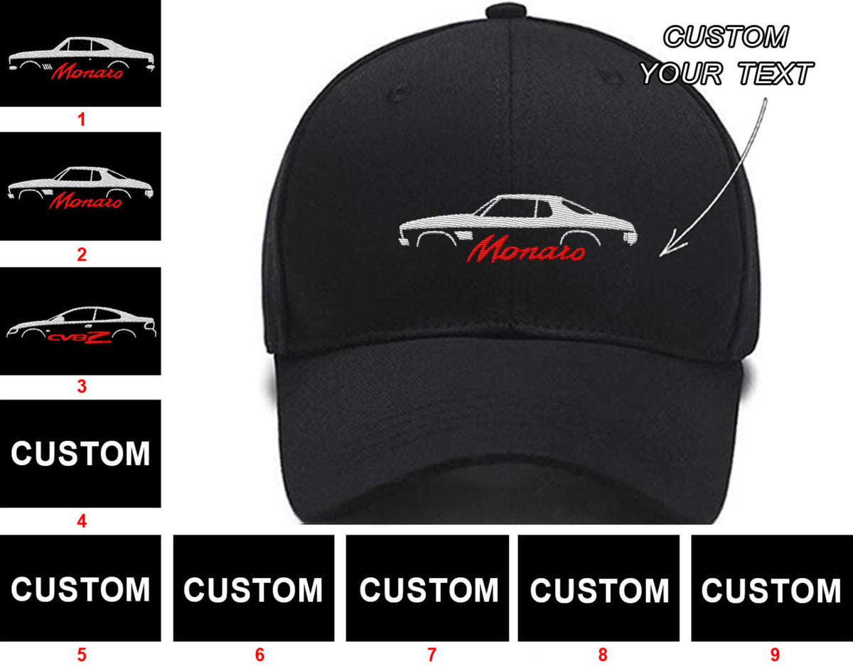 Monaro GTS Hk 1968-1969 Monaro Gts (Hq) 1971-1973 Monaro Cv8-Z (Vz) 2004-2006 Collection Embroidered Hats Custom embroidered Hat Custom name Custom Embroidered Hats