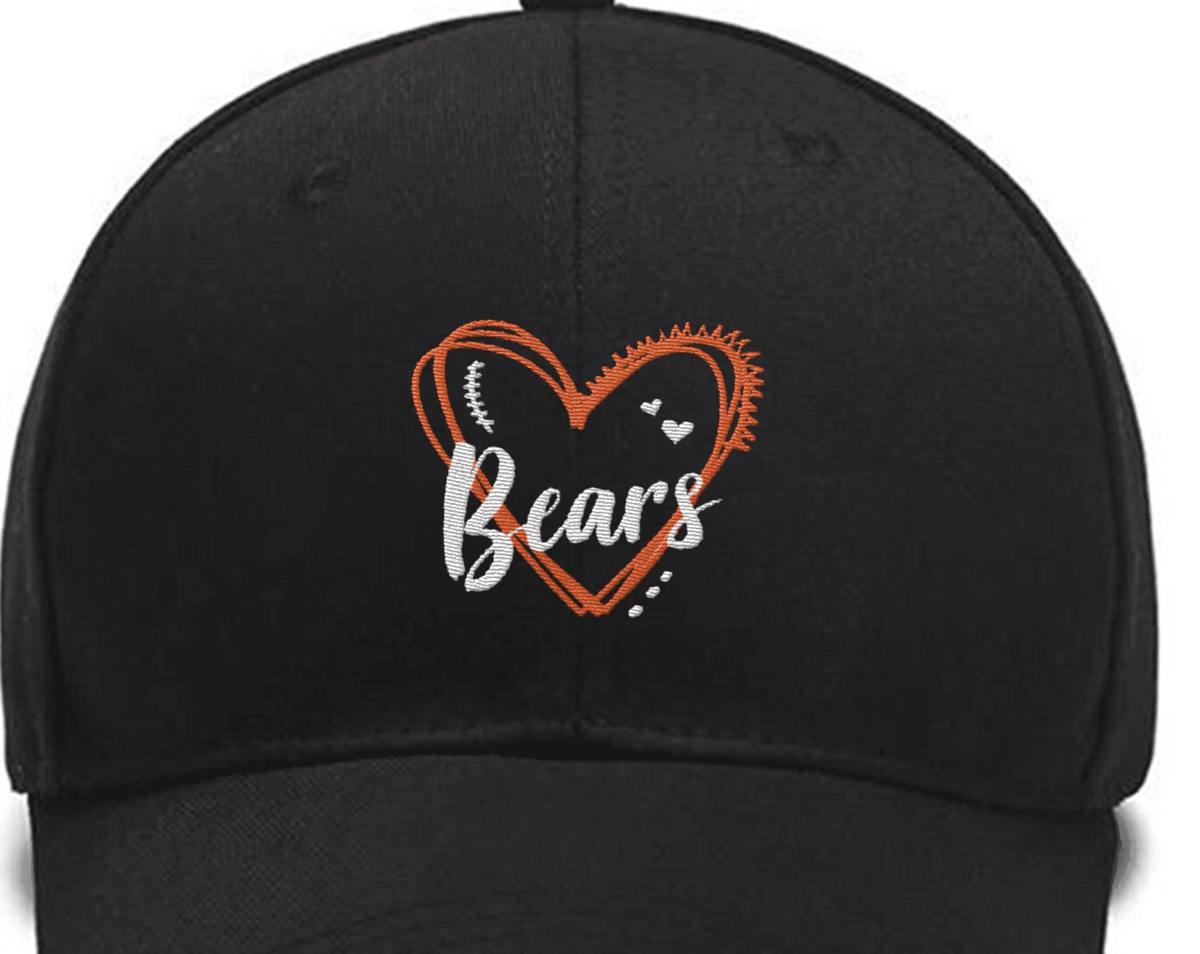 Embroidered Bears Heart Polo,Bears,Bears Football, Bears Mascot Custom Embroidered Hats