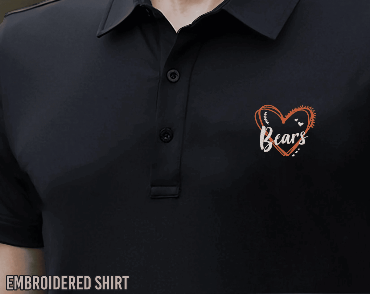 Embroidered Bears Heart Polo,Bears,Bears Football, Bears Mascot Custom Embroidered Hats