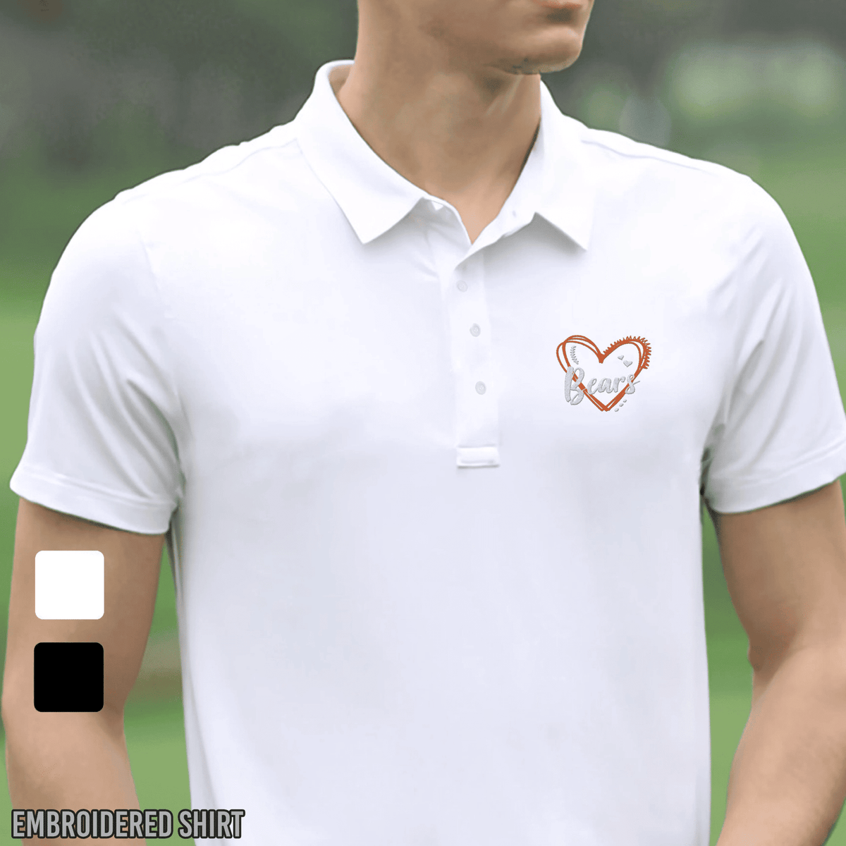 Embroidered Bears Heart Polo,Bears,Bears Football, Bears Mascot Custom Embroidered Hats