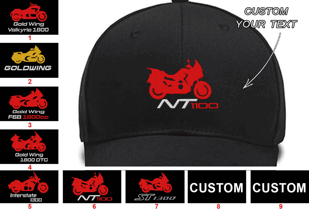 Gold Wing Gold Wing 1800 DTC Gold Wing F6B 1800cc Gold Wing Valkyrie 1800 Interstate 1300 NT1100 ST1300Embroidered hat Custom embroideredHat Custom Embroidered Hats