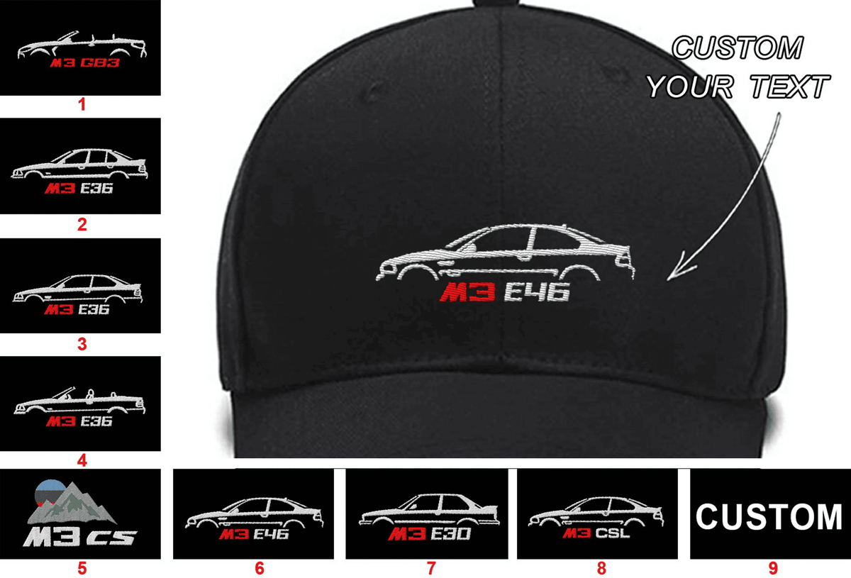 M3-M4 G83 M3 E36 M3 Couple E3 M3 Cabrio E36 M3 CS M3 Couple E46 M3 E30 M3 CSL Couple E46 Collection Embroidered Hats Custom embroidered hat Custom Embroidered Hats