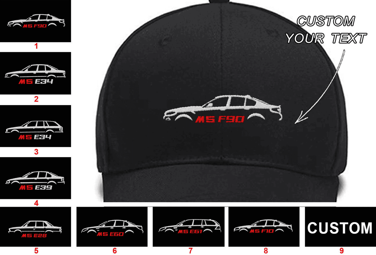M5 F90- 2018 M5 E34 M5 E34-New M5 E39 M5 E28 M5 E60 M5 Touring E61 M5 F10 Collection Embroidered Hats Custom embroidered Hat Custom name Custom Embroidered Hats
