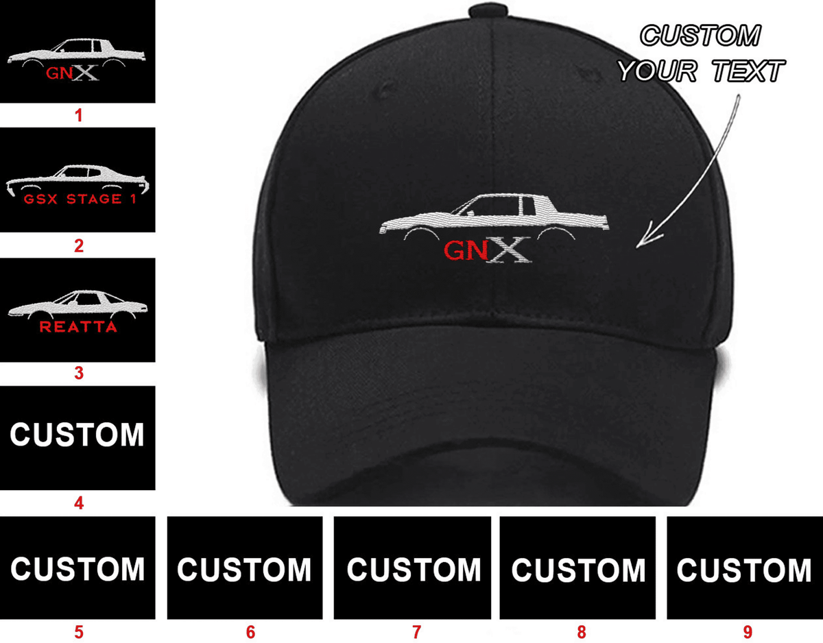 GNX Car GSX Stage 1 Reatta Collection Embroidered Hats Custom embroidered Hat Custom name Custom Embroidered Hats