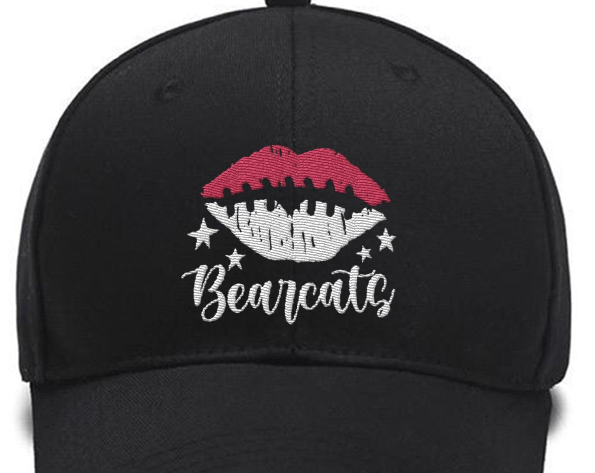 Embroidered Bearcats Football Lips Hat,Stacked Bearcats,Bearcats Custom Embroidered Hats