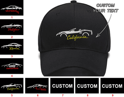 Mondial T-1988-1993 Portofino 2017 Roma 2020 present Testarossa California 2008-2017 Enzo 2002-2004 Collection Embroidered Hats Custom Custom Embroidered Hats