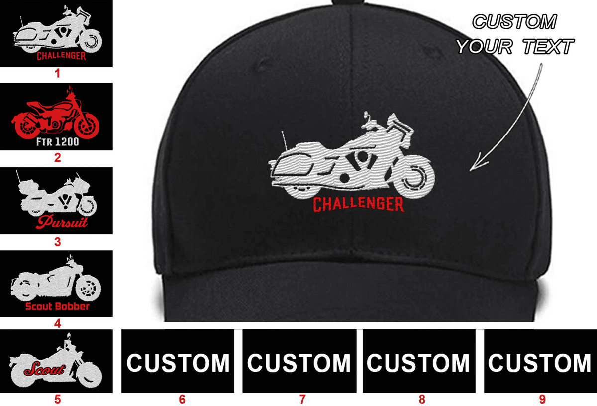 Ftr 1200 Motor Challenger Pursuit Scout Scout Bobber Collection Embroidered Hats Custom embroidered Hat Custom Name Custom Embroidered Hats